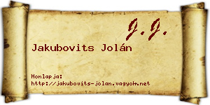 Jakubovits Jolán névjegykártya