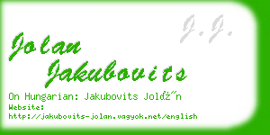 jolan jakubovits business card